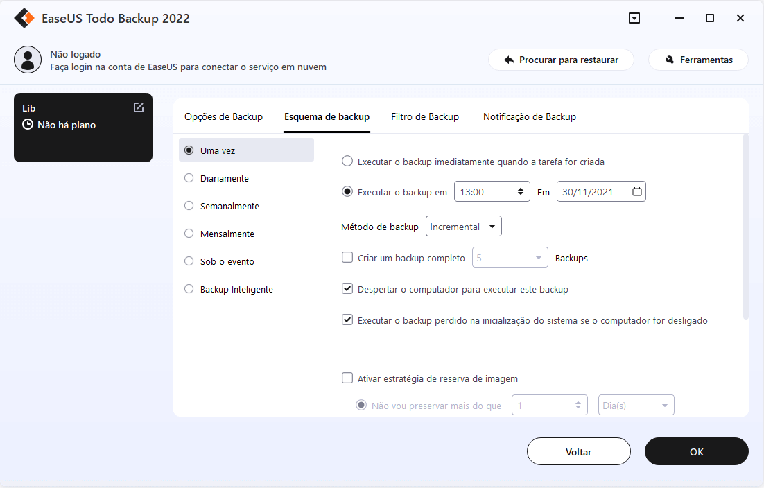 o que é agendar backup